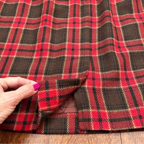 NYCC Vintage Clueless Preppy Wool Blend Red & Brown Plaid Women's Skirt, Size 10 - Picture 6 of 8